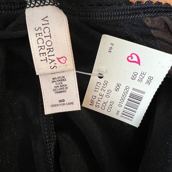 Victorias Secret Teddy 36B Black Lace Bodysuit Sheer Cheeky Underwire Sexy New - Picture 10 of 12